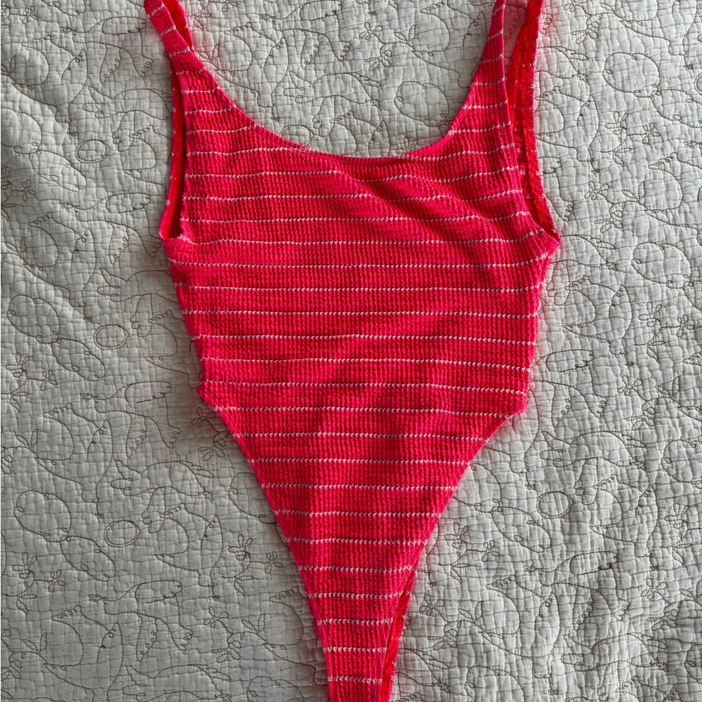 Body Glove Hot Pink Striped Ribbed One-Piece
